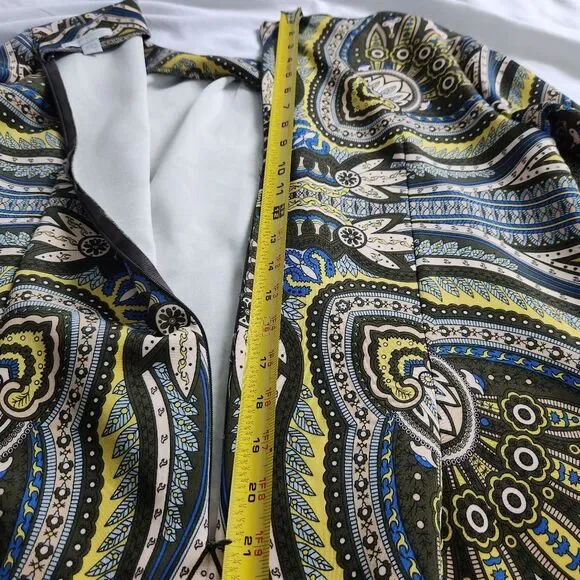 Retro Belle Sleeve Dress NY & Company Size XL Stretch Green Gogo Costume Hippy - Picture 10 of 14